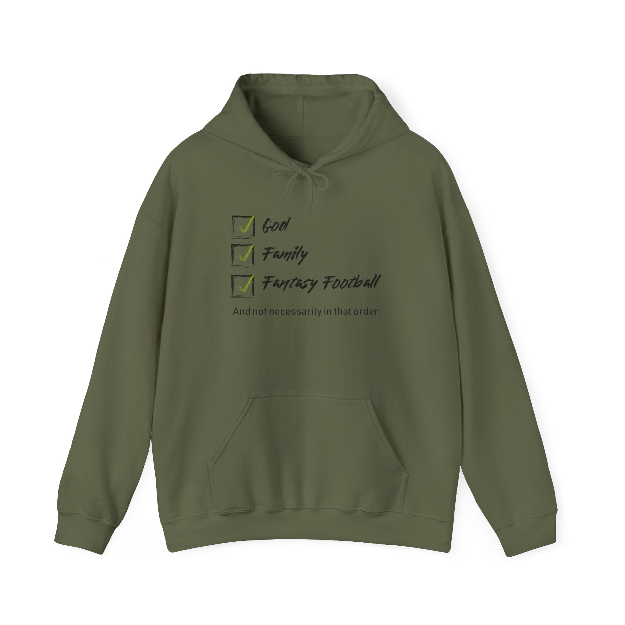 God. Family. Fantasy Football. Unisex Heavy Blend™ Hooded Sweatshirt