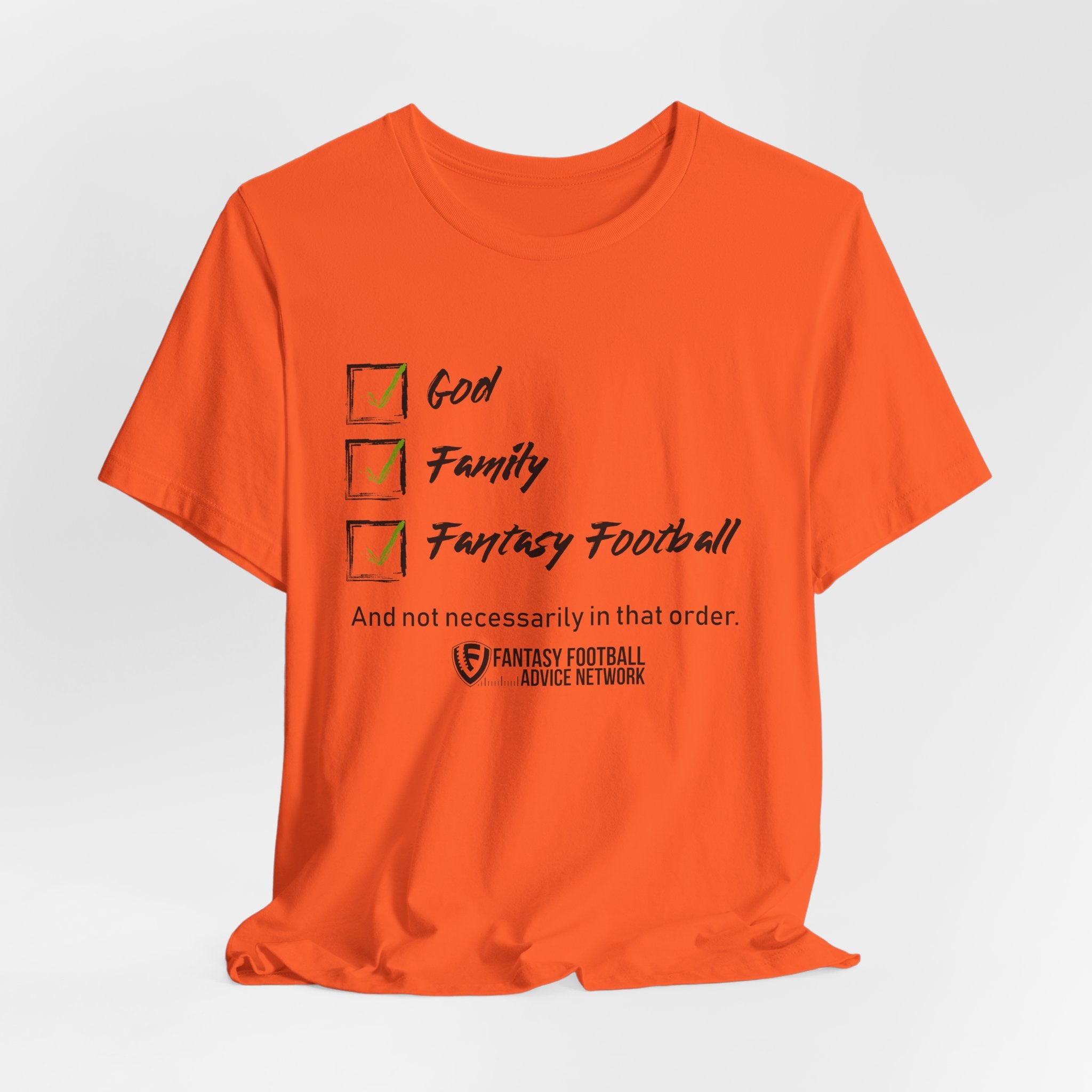 God. Family. Fantasy Football. Unisex Jersey Short Sleeve Tee