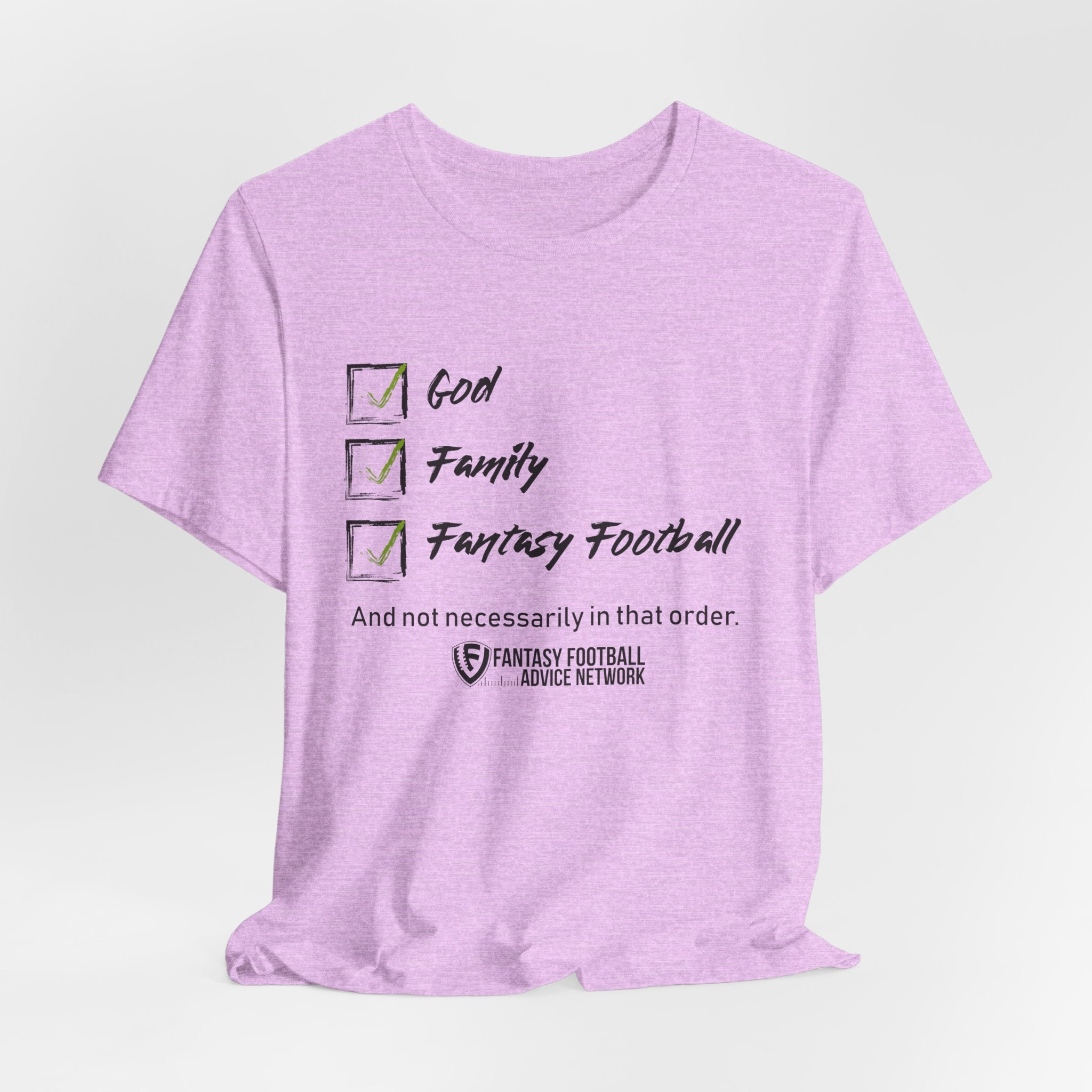 God. Family. Fantasy Football. Unisex Jersey Short Sleeve Tee