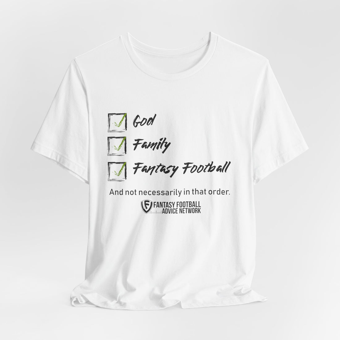 God. Family. Fantasy Football. Unisex Jersey Short Sleeve Tee