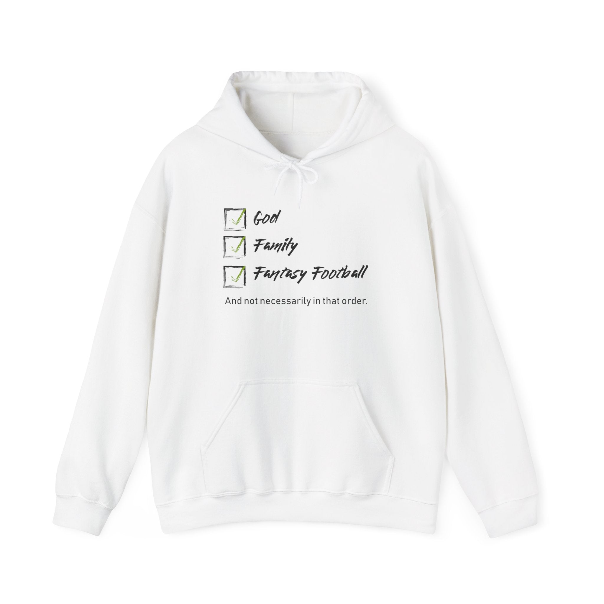 God. Family. Fantasy Football. Unisex Heavy Blend™ Hooded Sweatshirt