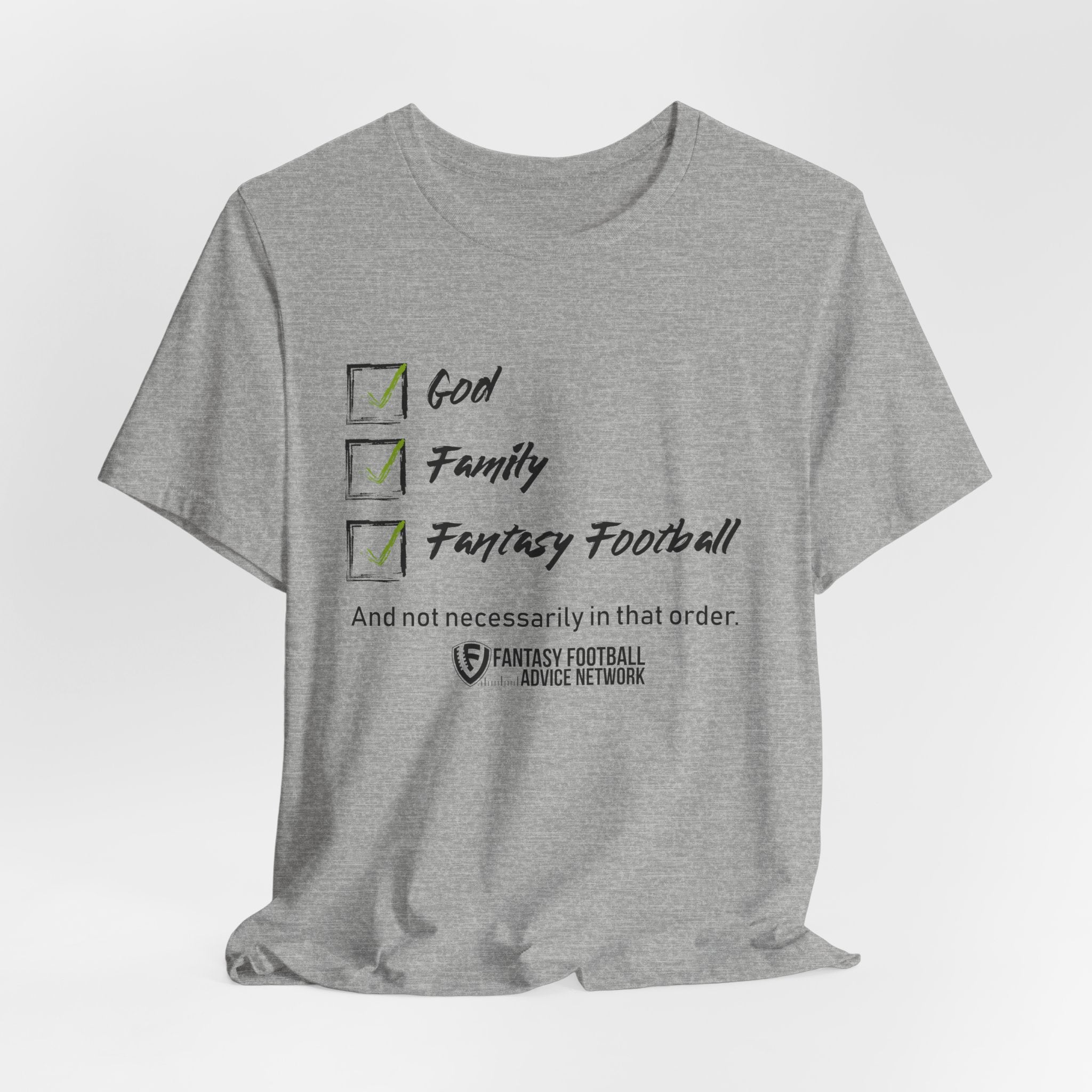 God. Family. Fantasy Football. Unisex Jersey Short Sleeve Tee