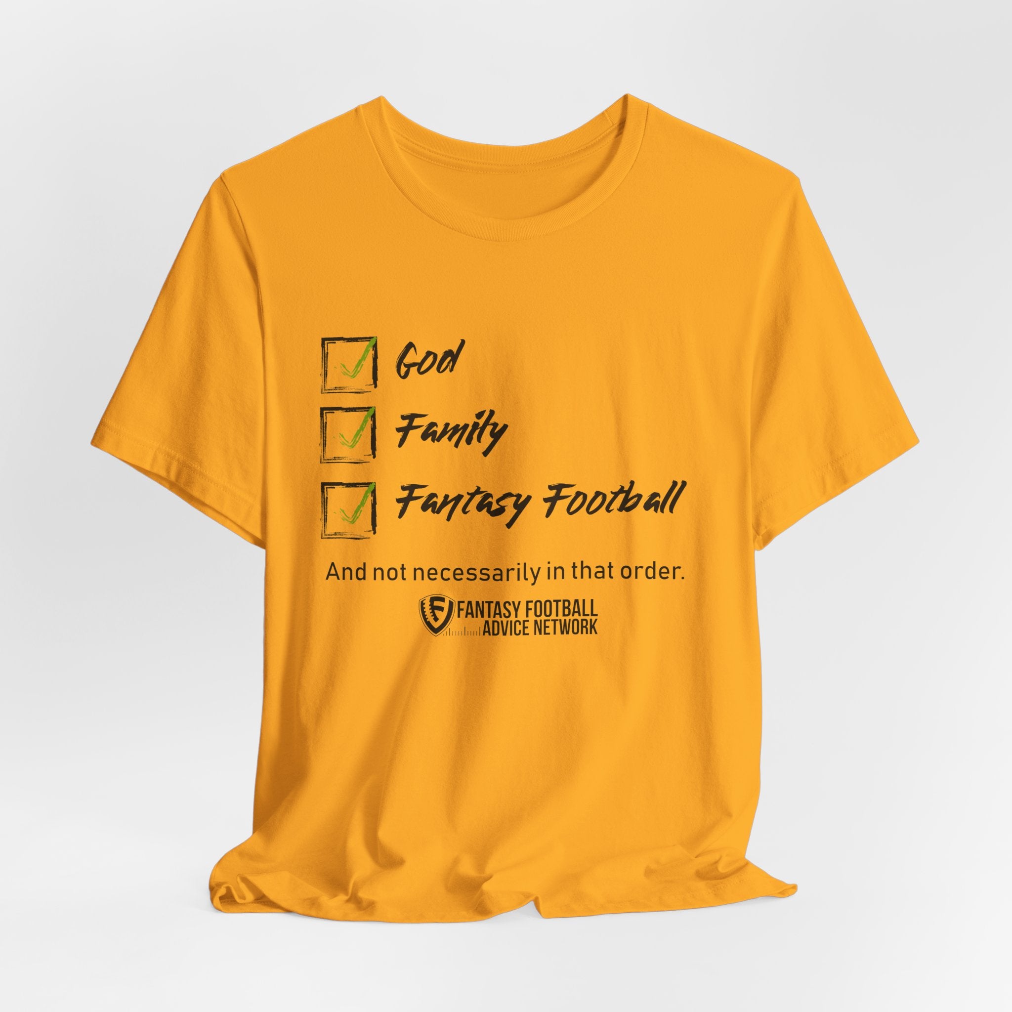 God. Family. Fantasy Football. Unisex Jersey Short Sleeve Tee