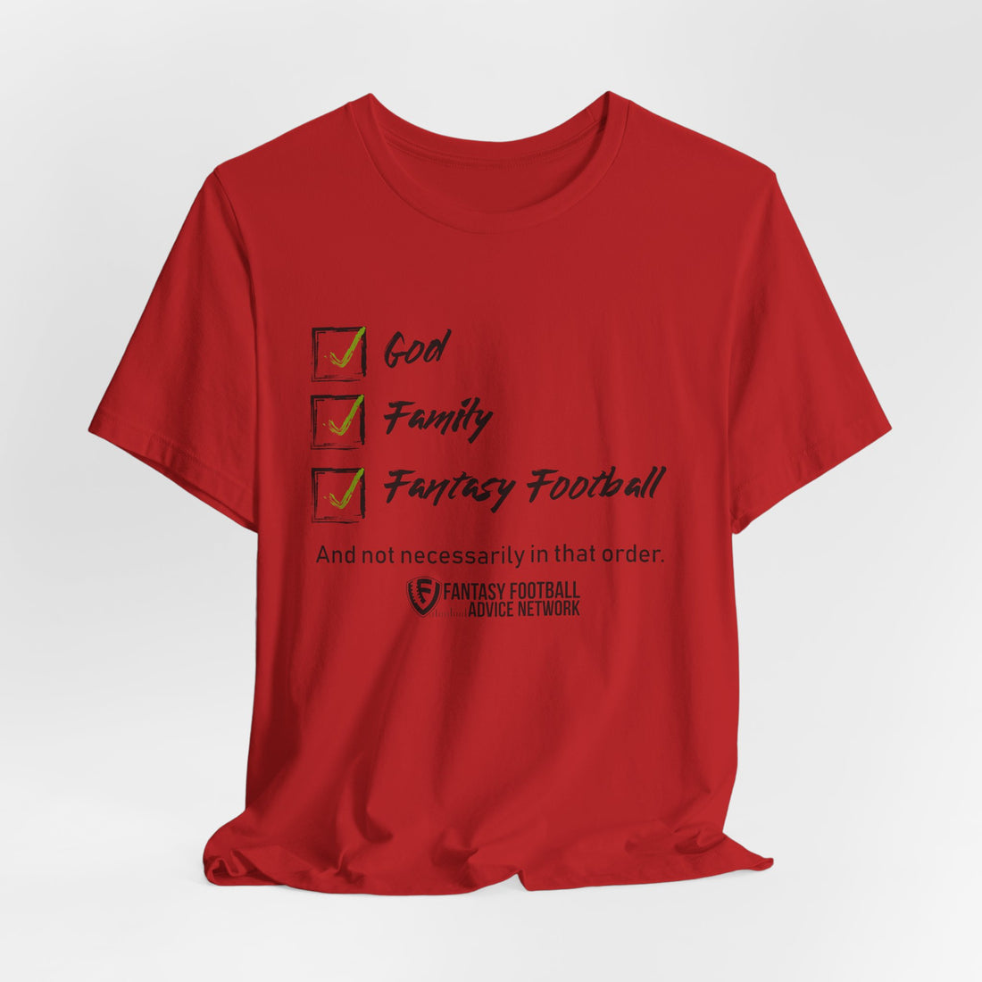 God. Family. Fantasy Football. Unisex Jersey Short Sleeve Tee