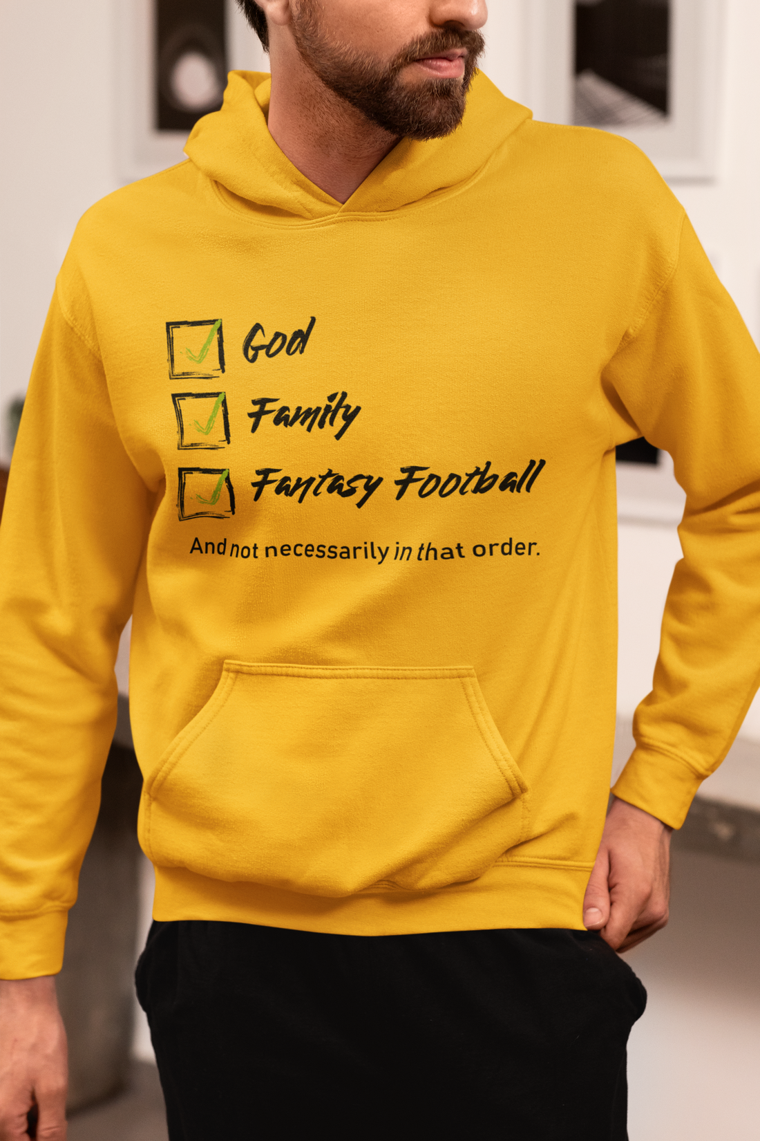 God. Family. Fantasy Football. Unisex Heavy Blend™ Hooded Sweatshirt