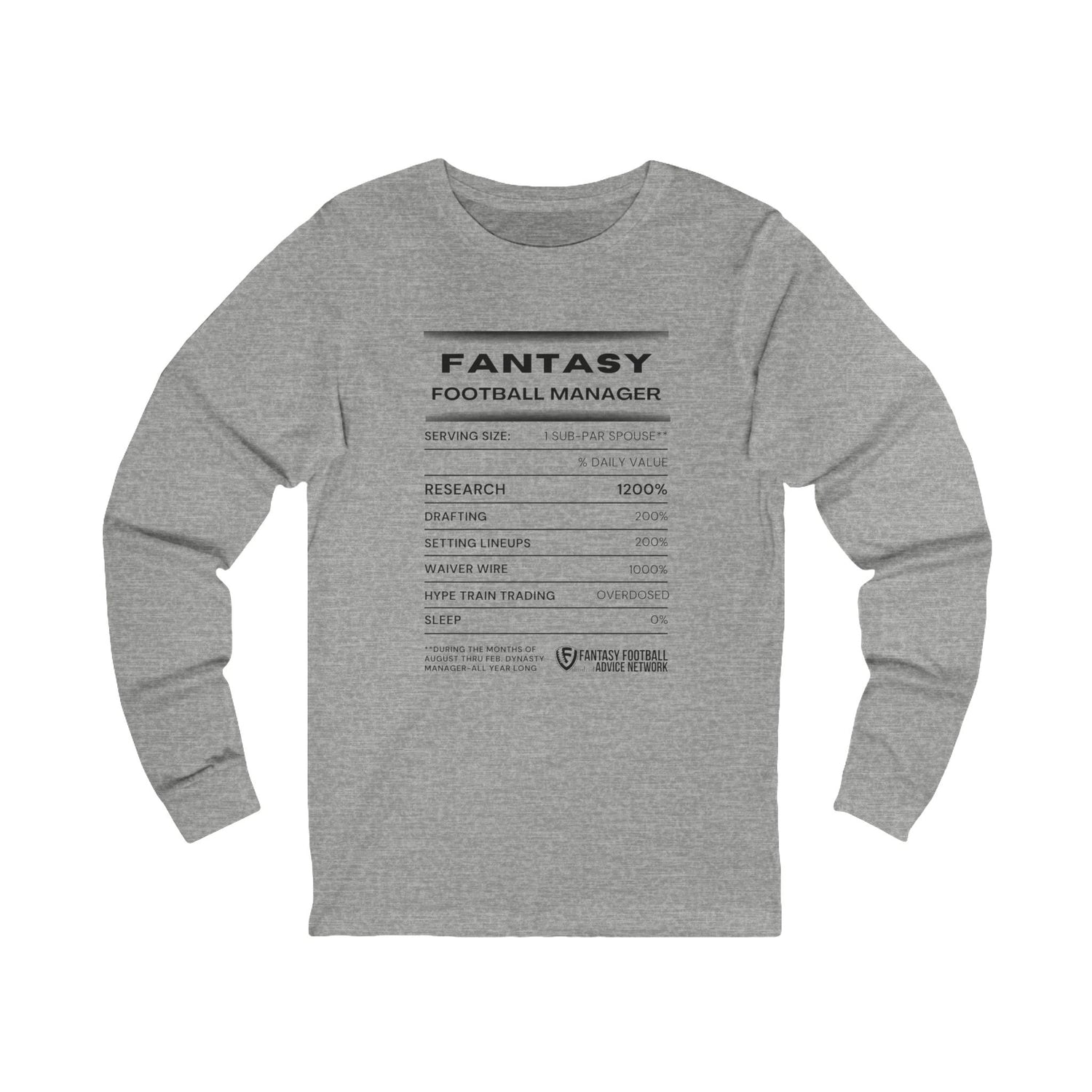 Fantasy Manager Ingredients DV%Unisex Jersey Long Sleeve Tee